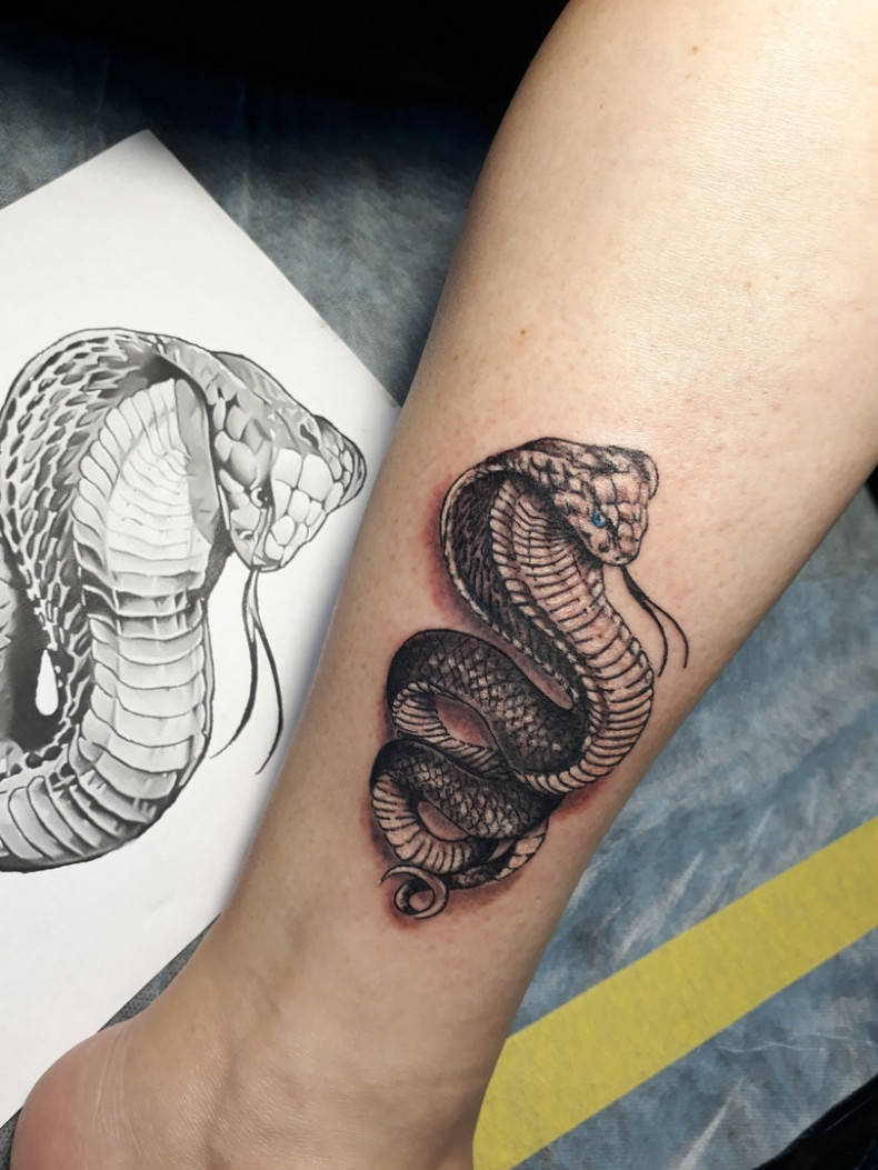 Beautiful snake leg with a lot of details 12x6 c, photo - Tattoo Master Barb Tattoo