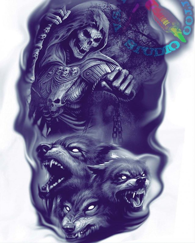 Wolf black and grey death, photo - Tattoo Master Barb Tattoo