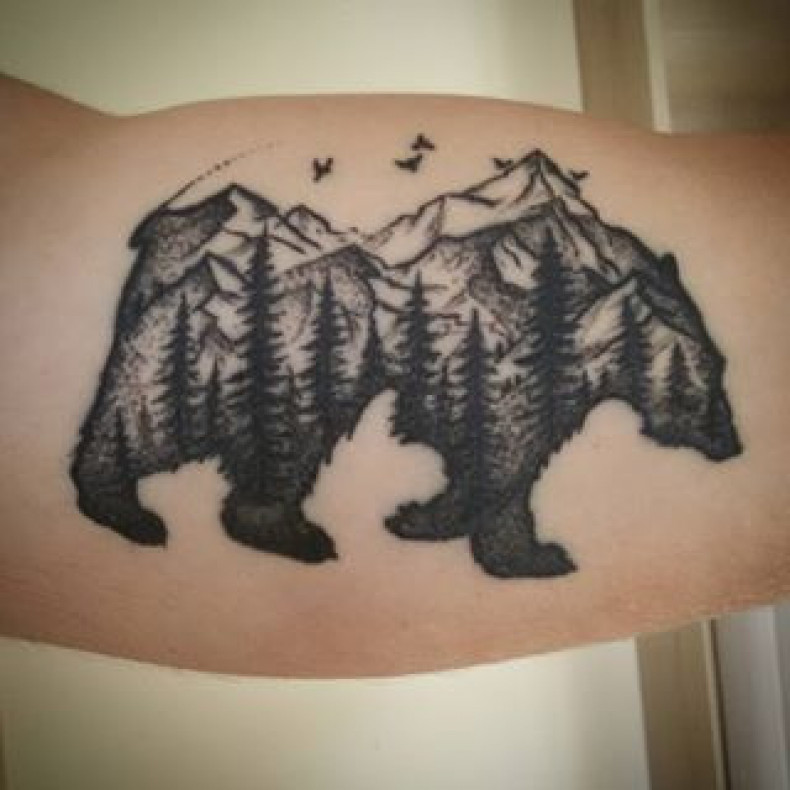 Ramię akwarela góry, photo - Tatuażysta Barb Tattoo