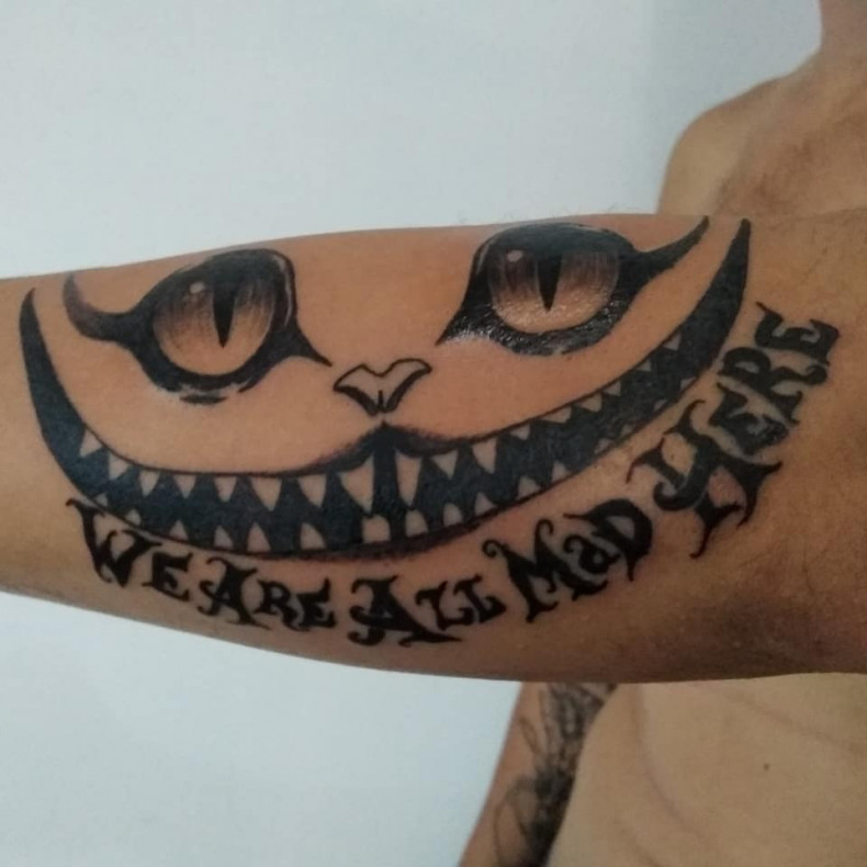 Arm Cheshire Cat, photo - Tattoo Master Barb Tattoo