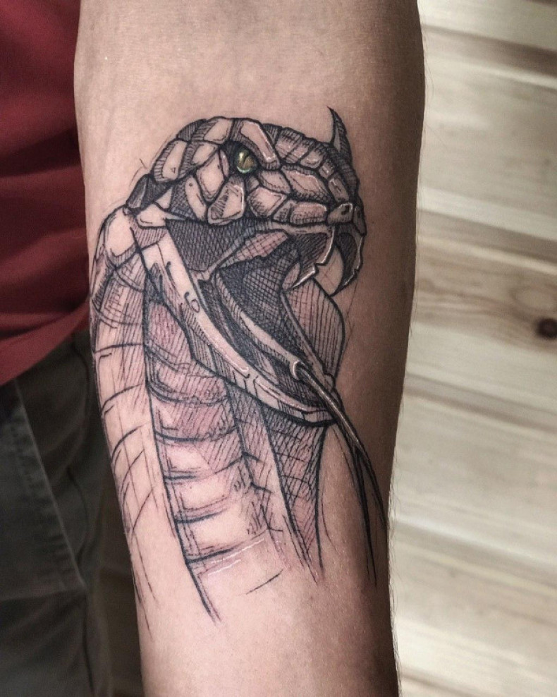 Arm cobra, photo - Tattoo Master Barb Tattoo