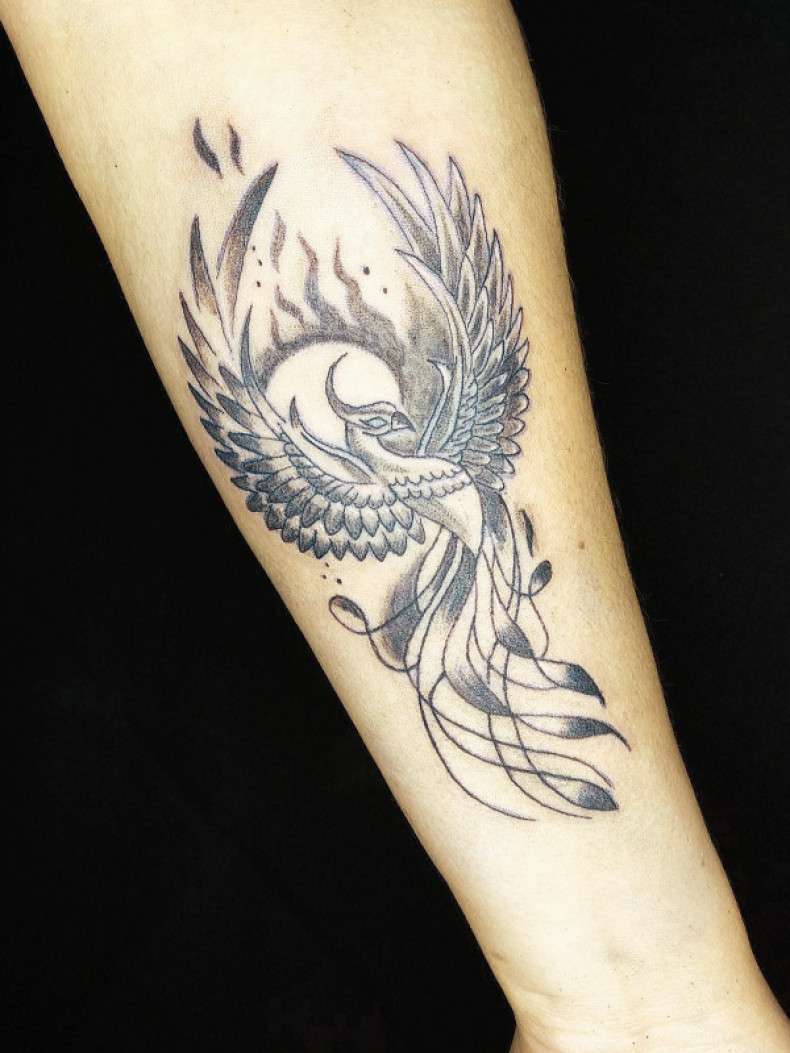 Arm firebird phoenix, photo - Tattoo Master Barb Tattoo