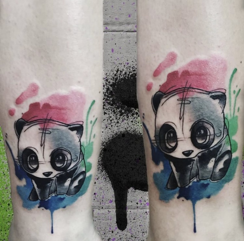 Na ramieniu panda kolorowy, photo - Tatuażysta Barb Tattoo