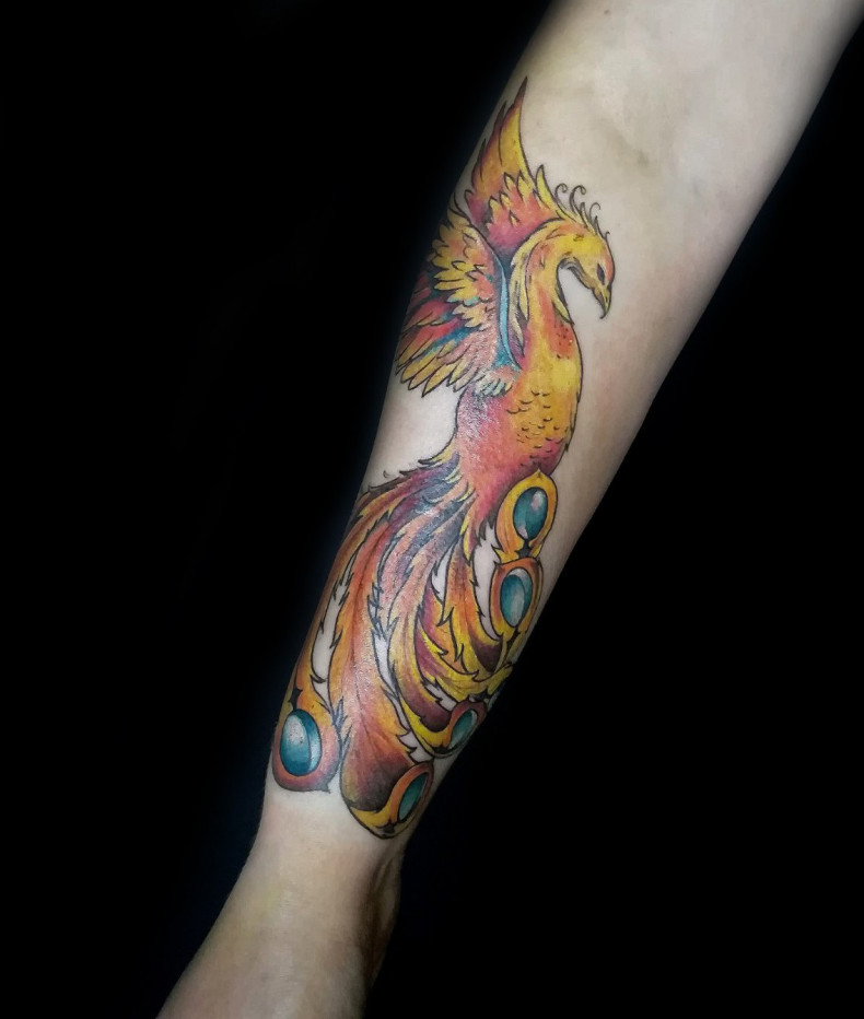 Arm firebird phoenix, photo - Tattoo Master Barb Tattoo