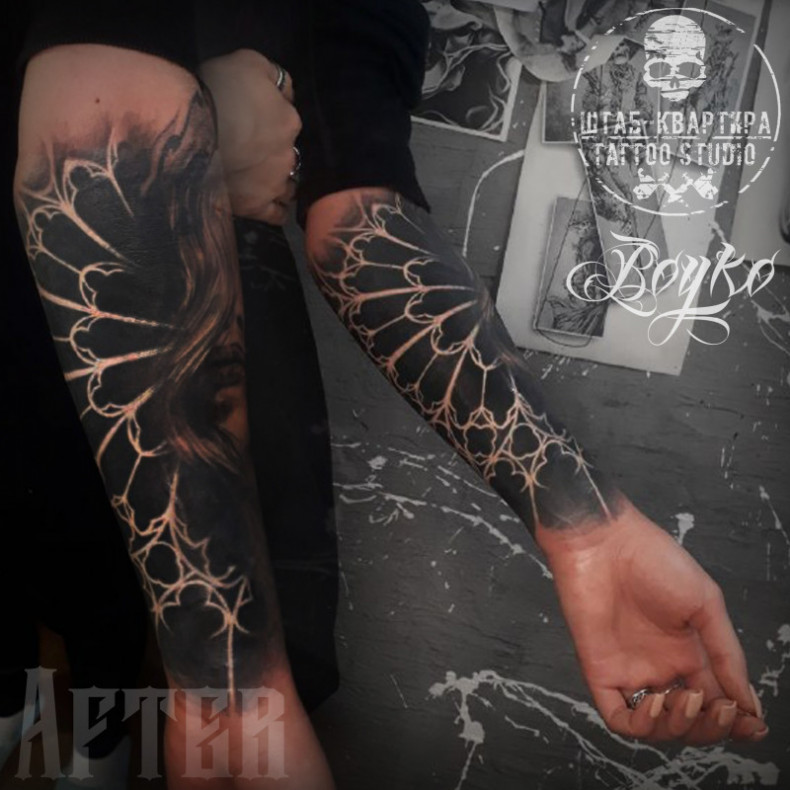 Вот как мы до закрыли старые тату на красивой женской руке)), photo - Тату мастер Barb Tattoo