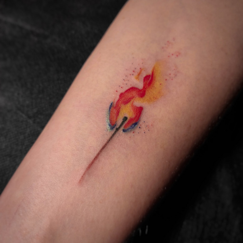 Arm Feuer (Flamme) bunte, photo - Tattoo-Meister Barb Tattoo