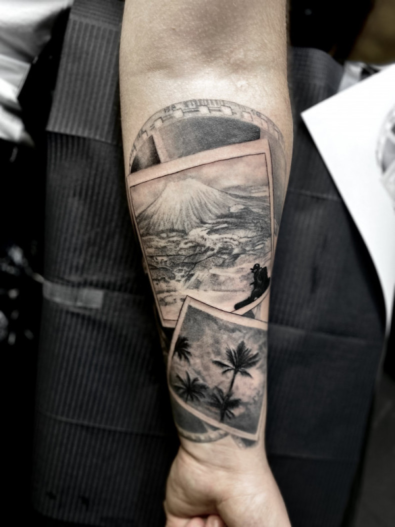 Arm schwarzgrau berge, photo - Tattoo-Meister Barb Tattoo