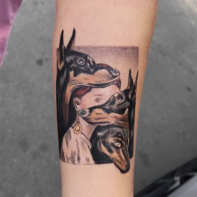 Arm doberman dog, photo - Tattoo Master Barb Tattoo