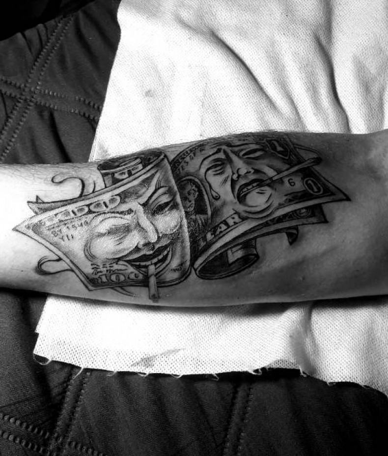 Arm Geld Dollarzeichen, photo - Tattoo-Meister Barb Tattoo