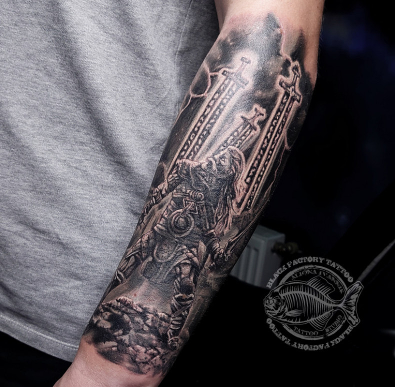 Arm warrior Slavic, photo - Tattoo Master Barb Tattoo