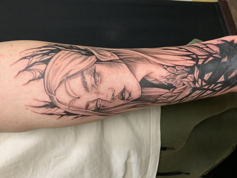 Arm woman face fairy, photo - Tattoo Master Barb Tattoo