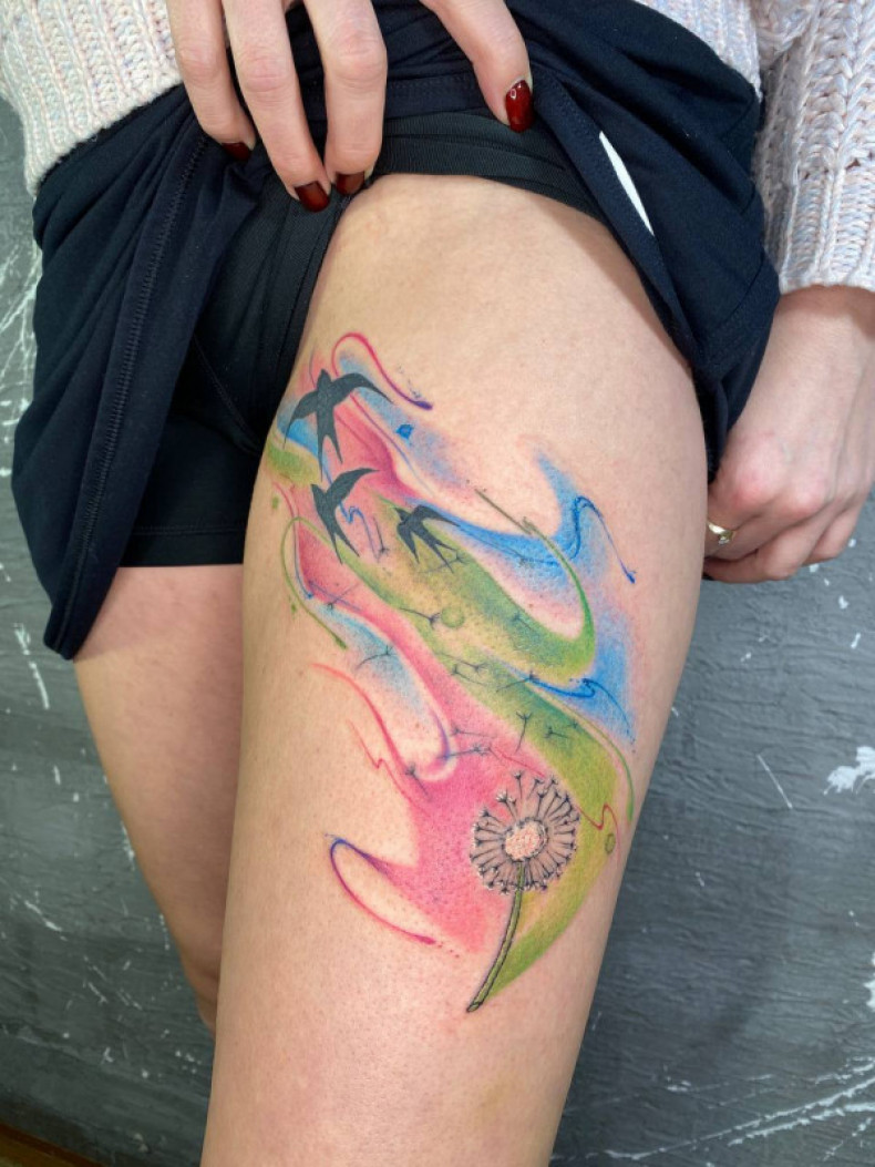 Correction of an old work with the addition of color, the price tag has been transformed, photo - Tattoo Master Barb Tattoo