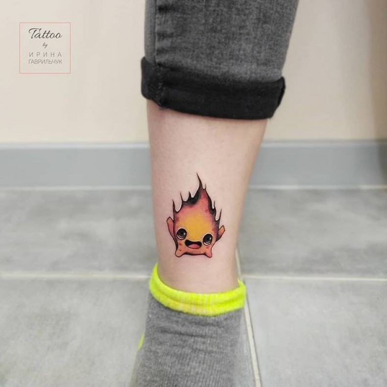 Мультяшные на ноге огонь, photo - Тату мастер Barb Tattoo