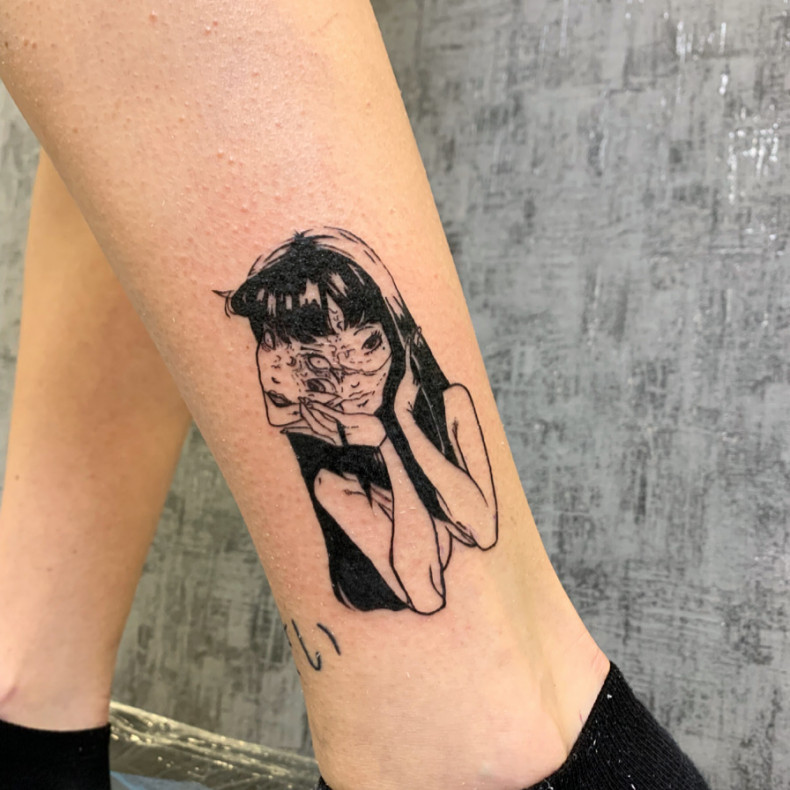 Anime leg ankle, photo - Tattoo Master Barb Tattoo