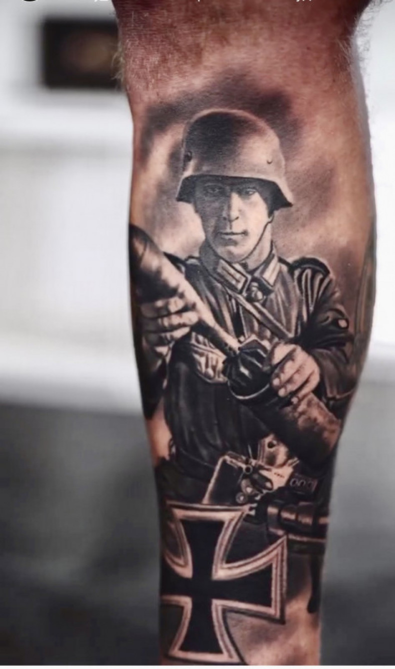 Military warrior leg, photo - Tattoo Master Barb Tattoo