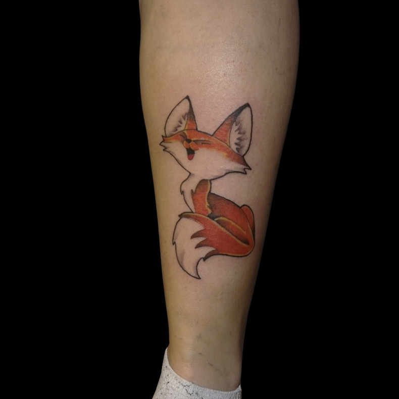 Fuchs cartoon Schienbein, photo - Tattoo-Meister Barb Tattoo