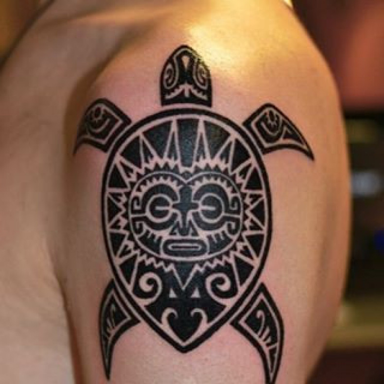 Shoulder polynesian turtle, photo - Tattoo Master Barb Tattoo