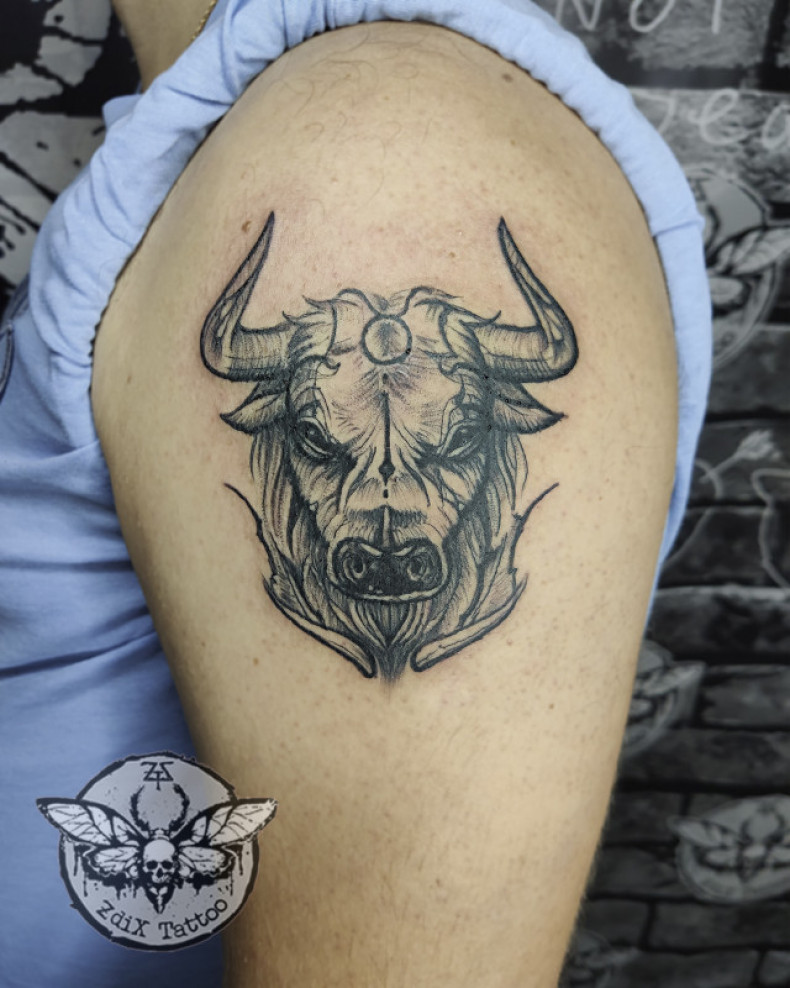 Buffalo bull shoulder, photo - Tattoo Master Barb Tattoo