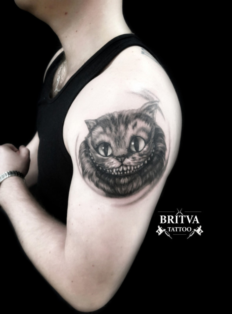 Schwarzgrau Katze cartoon, photo - Tattoo-Meister Barb Tattoo