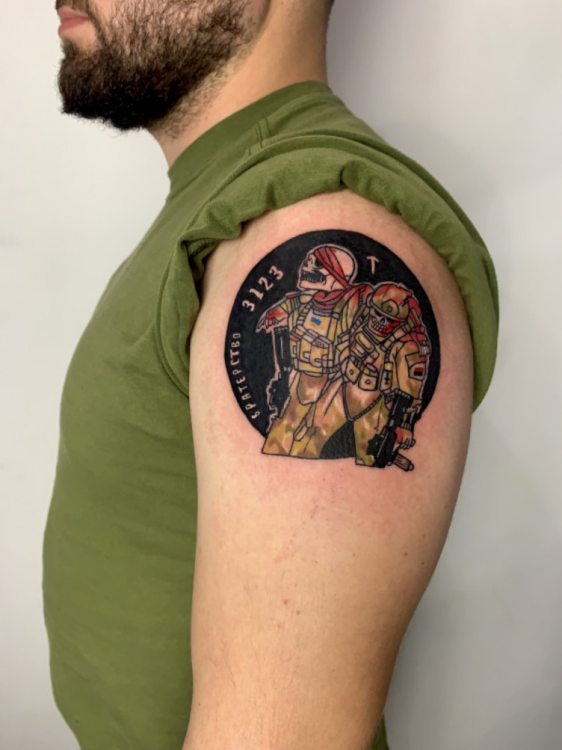 Military warrior shoulder, photo - Tattoo Master Barb Tattoo