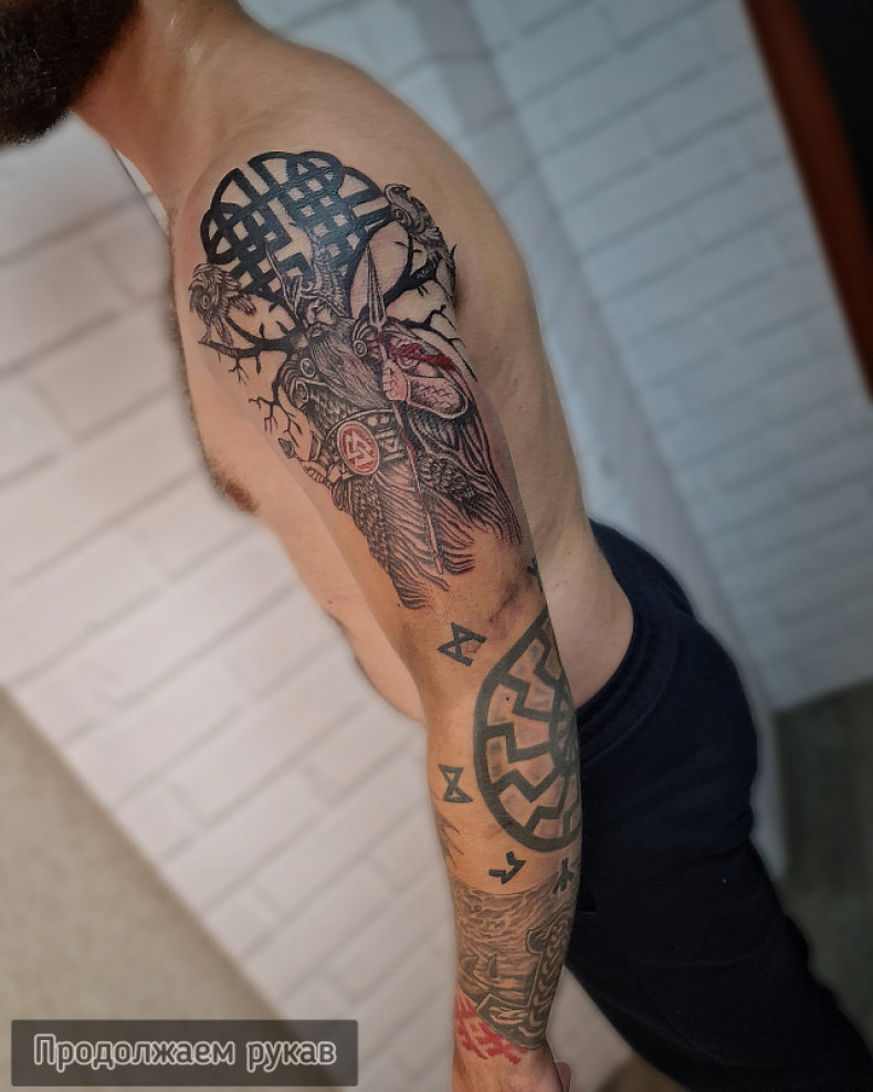 Wojownik na ramieniu Słowiański, photo - Tatuażysta Barb Tattoo