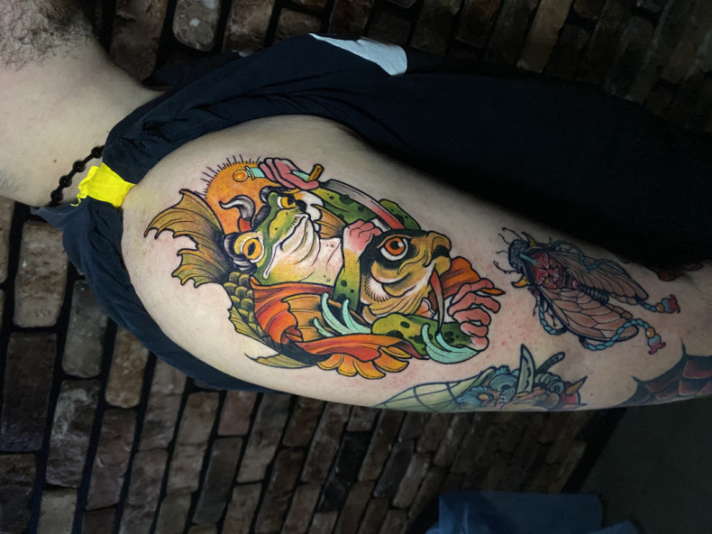 Frosch Schulter fisch, photo - Tattoo-Meister Barb Tattoo