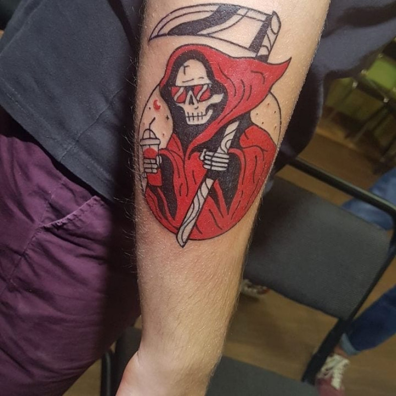 Na przedramieniu śmierć kolorowy, photo - Tatuażysta Barb Tattoo