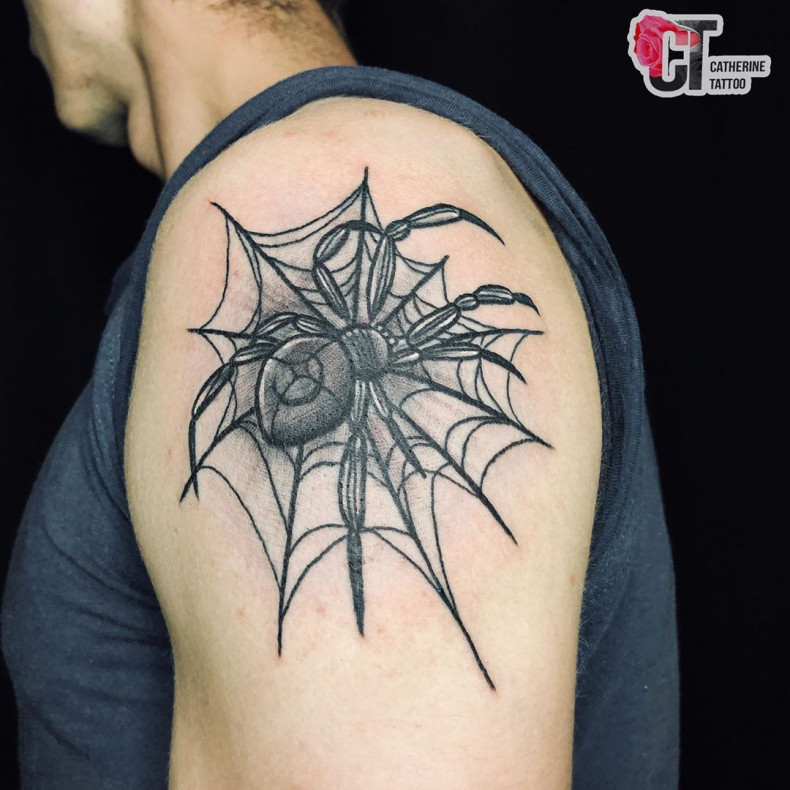 Unterarm spinne Spinnennetz, photo - Tattoo-Meister Barb Tattoo