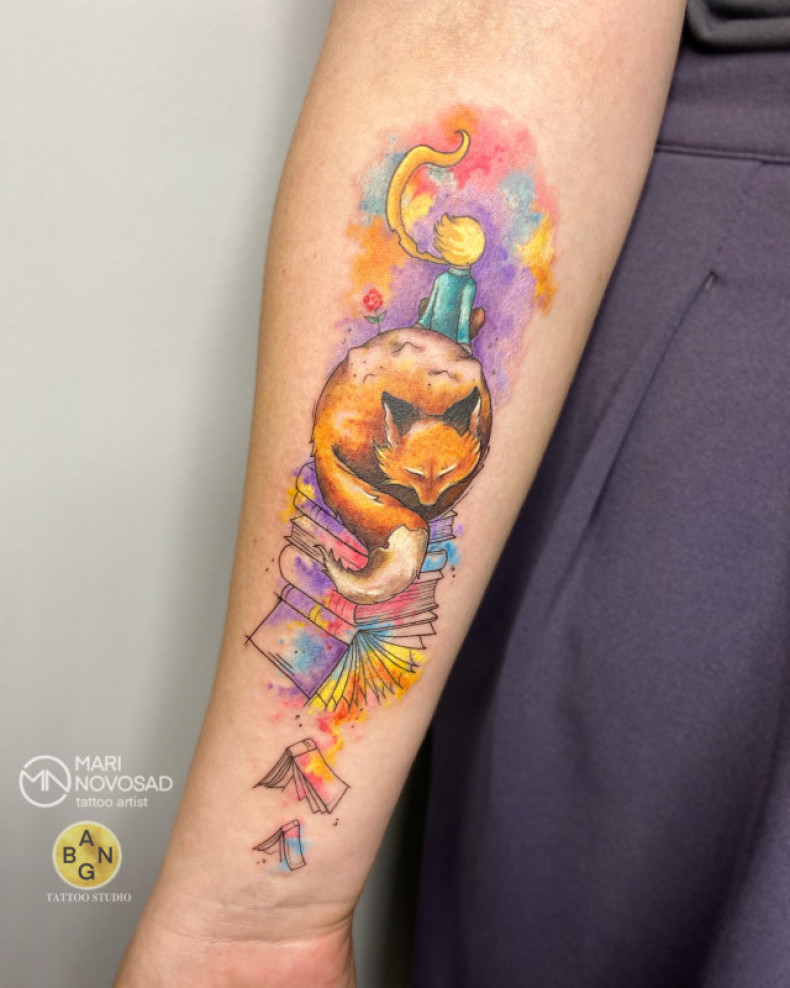 Watercolor book fox, photo - Tattoo Master Barb Tattoo