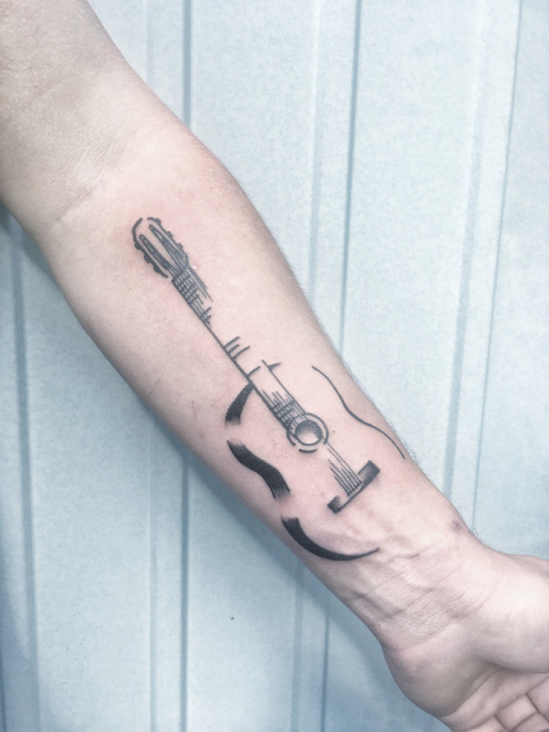 Guitar forearm, photo - Tattoo Master Barb Tattoo