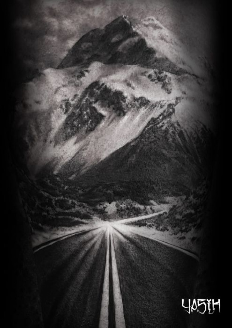 Mountain road sketch, photo - Tattoo Master Barb Tattoo