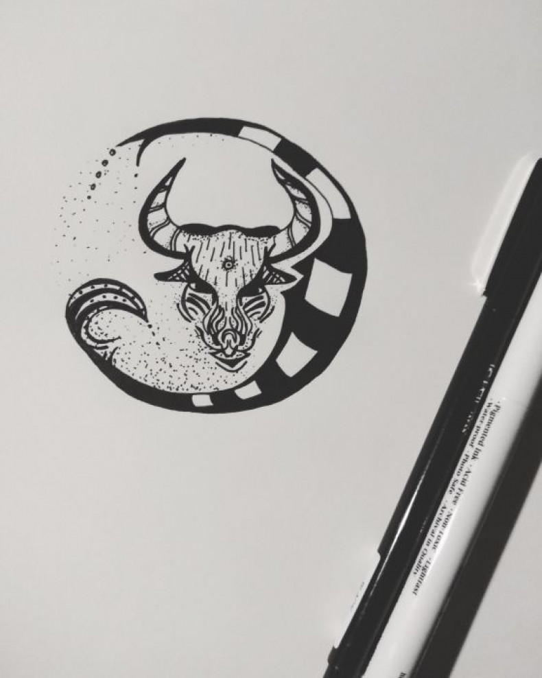 Buffalo bull sketch, photo - Tattoo Master Barb Tattoo