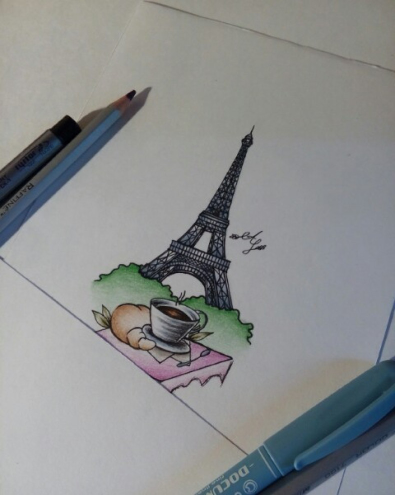 Eiffel Tower sketch, photo - Tattoo Master Barb Tattoo