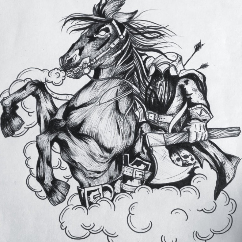 Horse axe sketch, photo - Tattoo Master Barb Tattoo