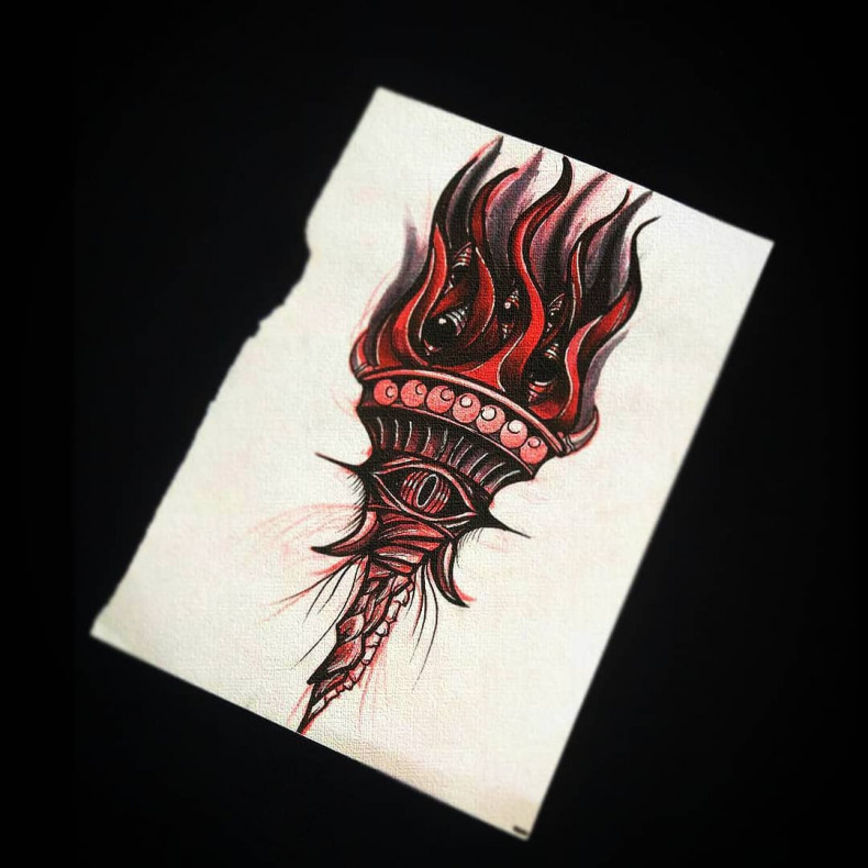 Old school torch sketch, photo - Tattoo Master Barb Tattoo