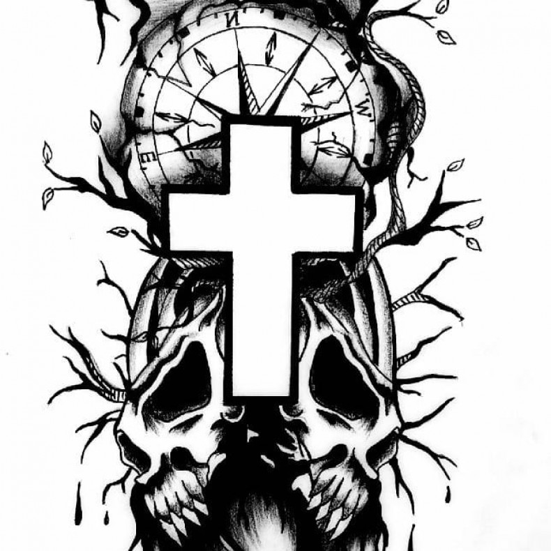 Gothic cross sketch, photo - Tattoo Master Barb Tattoo