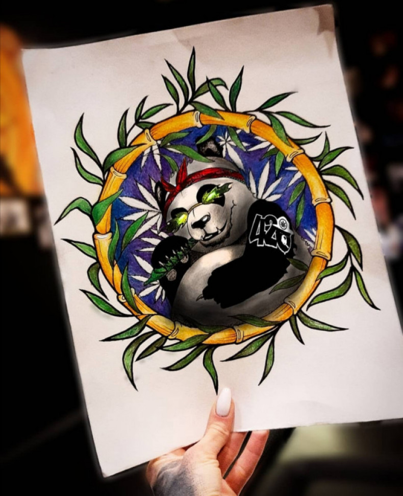 Bambus panda kolorowy, photo - Tatuażysta Barb Tattoo