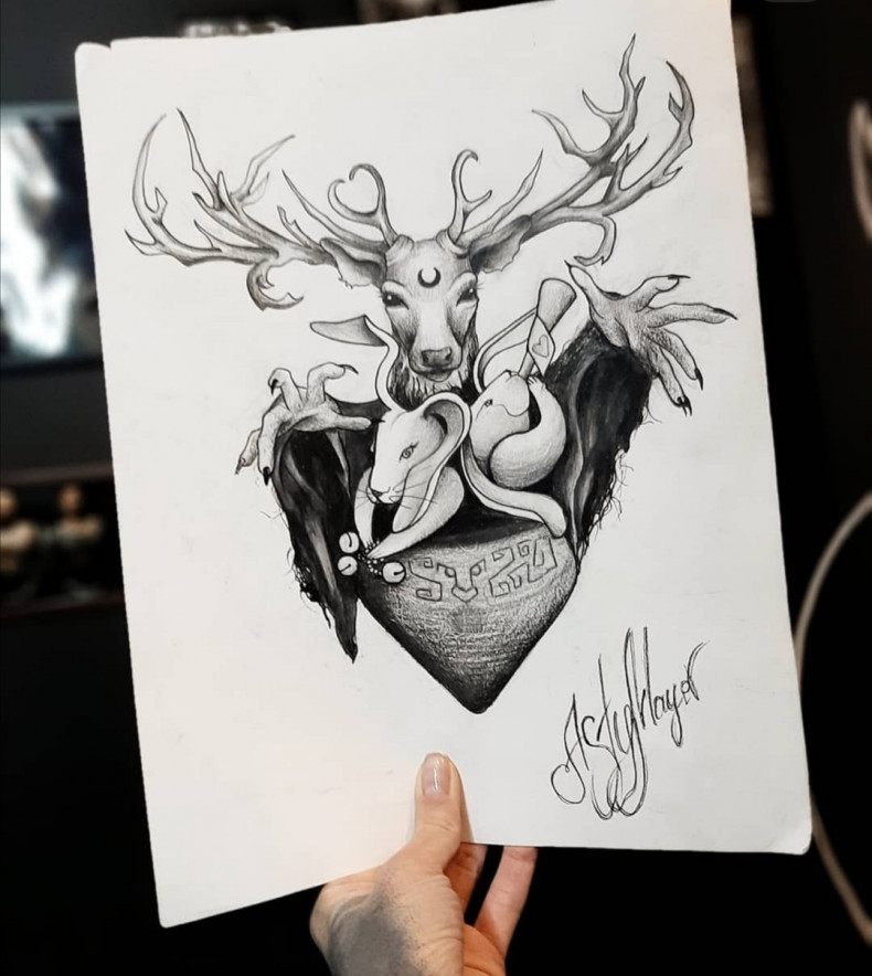 Deer sketch, photo - Tattoo Master Barb Tattoo