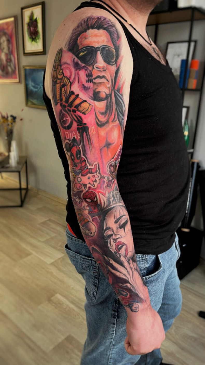 Deadpool marvel new school, photo - Tatuażysta Barb Tattoo