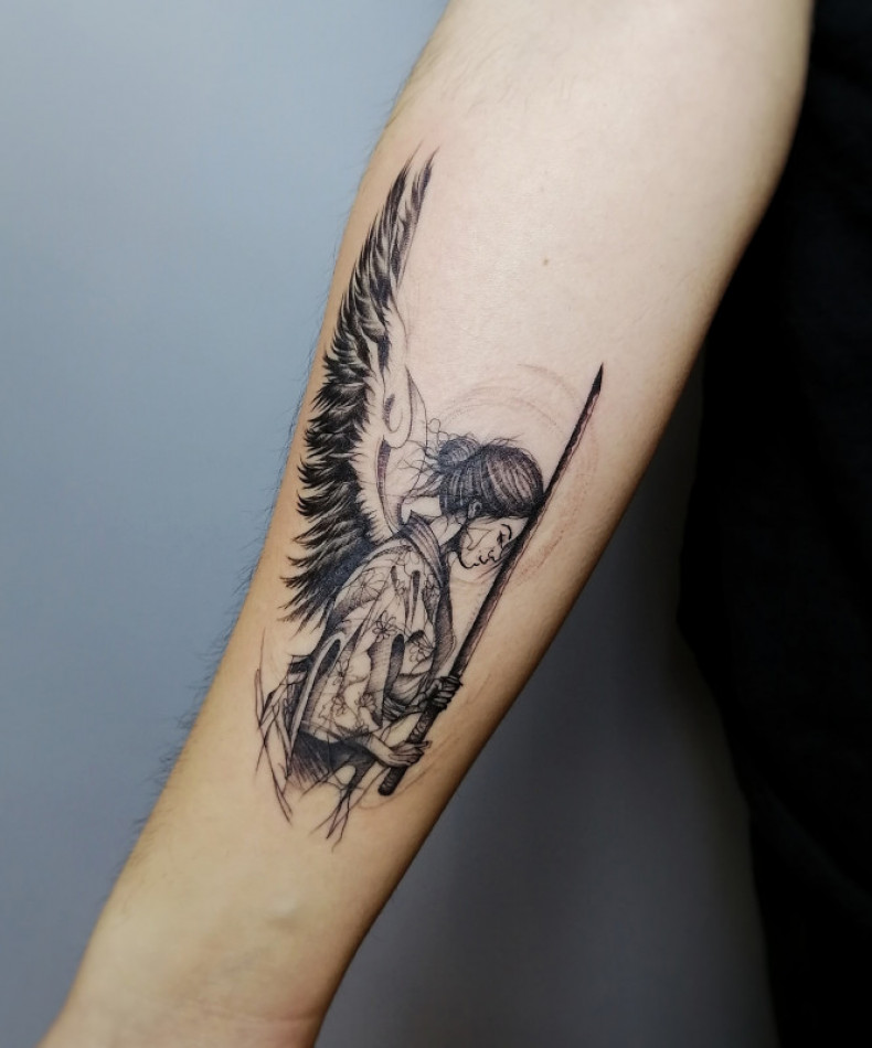 Dziewczyna katana miecz, photo - Tatuażysta Barb Tattoo