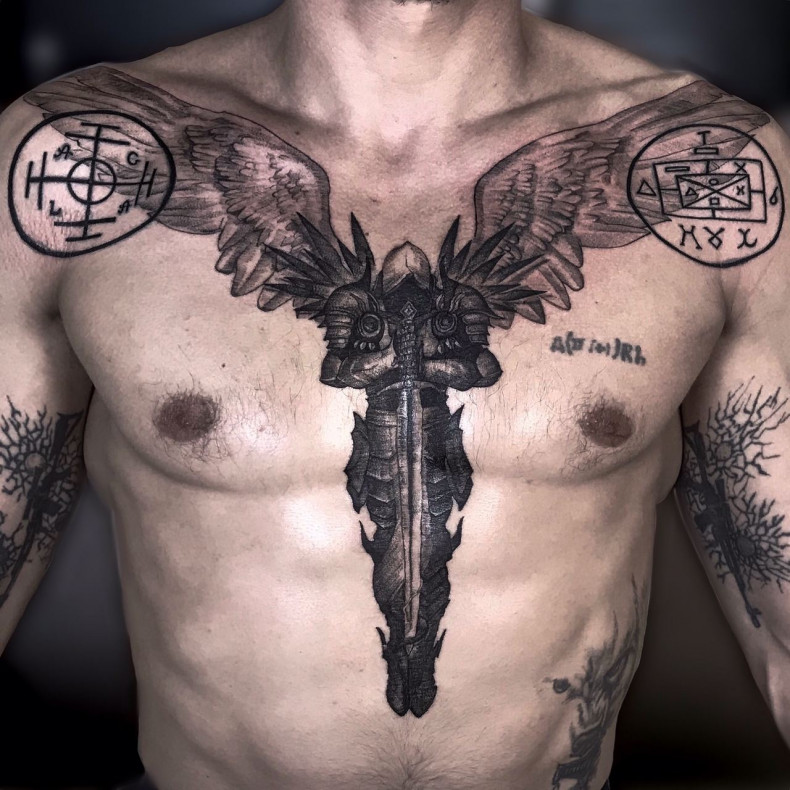 Блэк энд грей воин символ, photo - Тату мастер Barb Tattoo