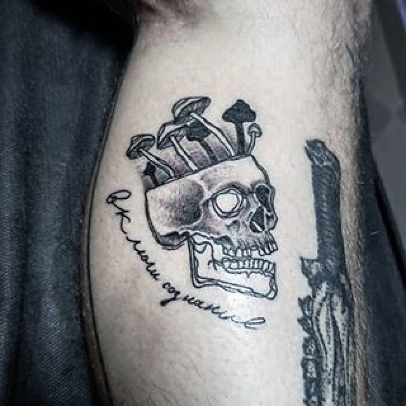 Mushroom horror skull, photo - Tattoo Master Barb Tattoo