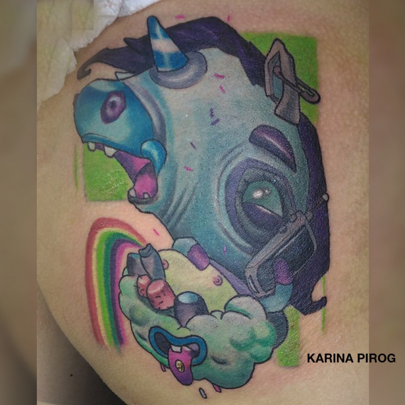 Einhorn monster neue Schule, photo - Tattoo-Meister Barb Tattoo