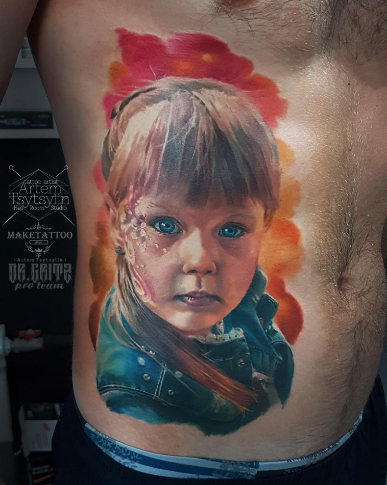 Portret dziecko kolorowy, photo - Tatuażysta Barb Tattoo