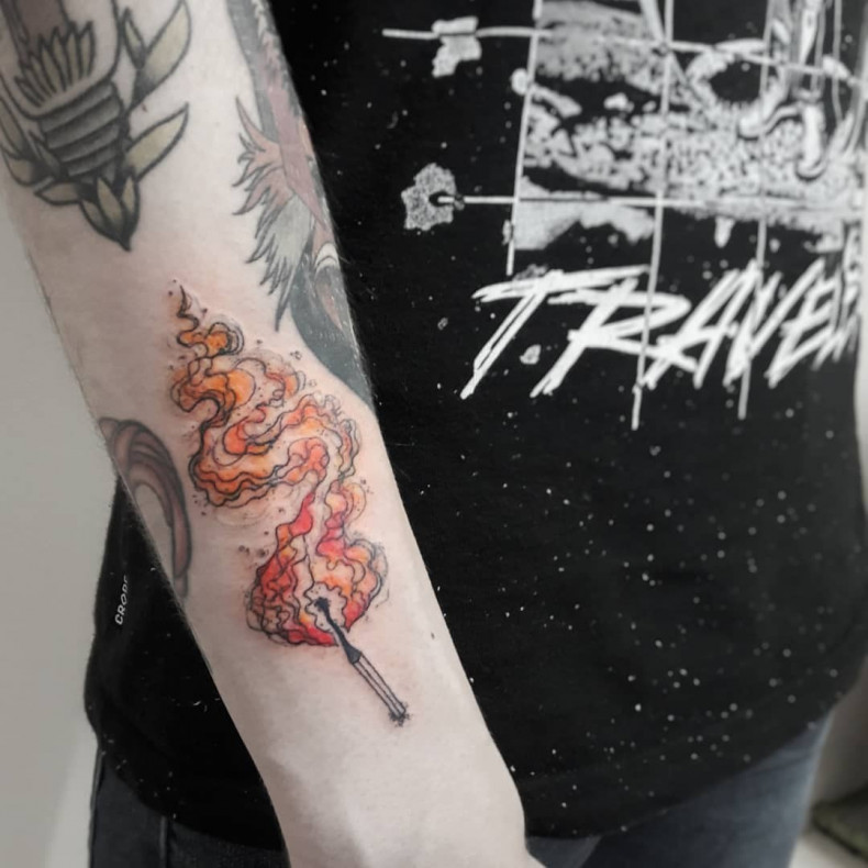 Ogień (płomień) kolorowy, photo - Tatuażysta Barb Tattoo