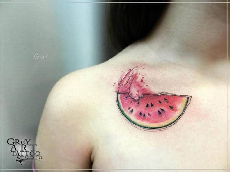 Watercolor watermelon colorful, photo - Tattoo Master Barb Tattoo