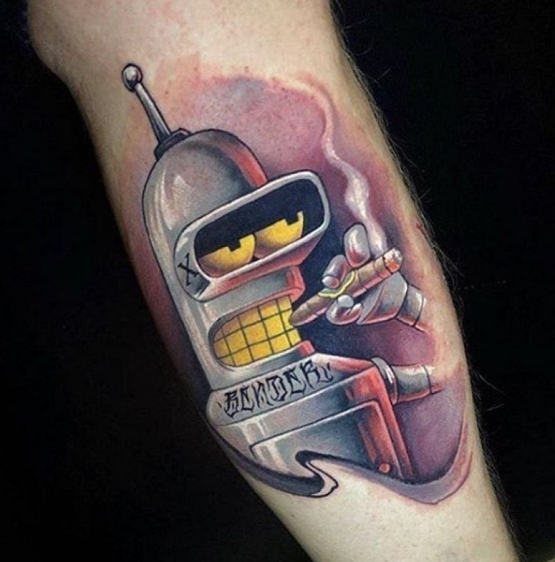 Kreskówki new school robot, photo - Tatuażysta Barb Tattoo