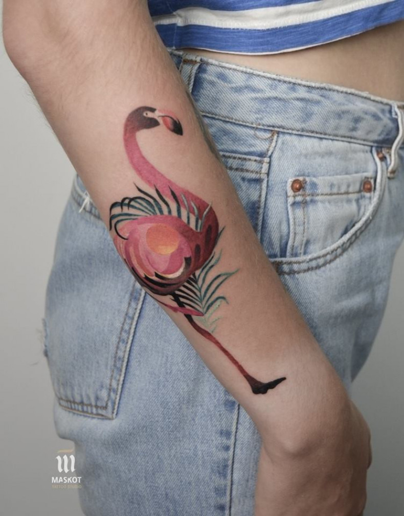 Flamingo bunt, photo - Tattoo-Meister Barb Tattoo