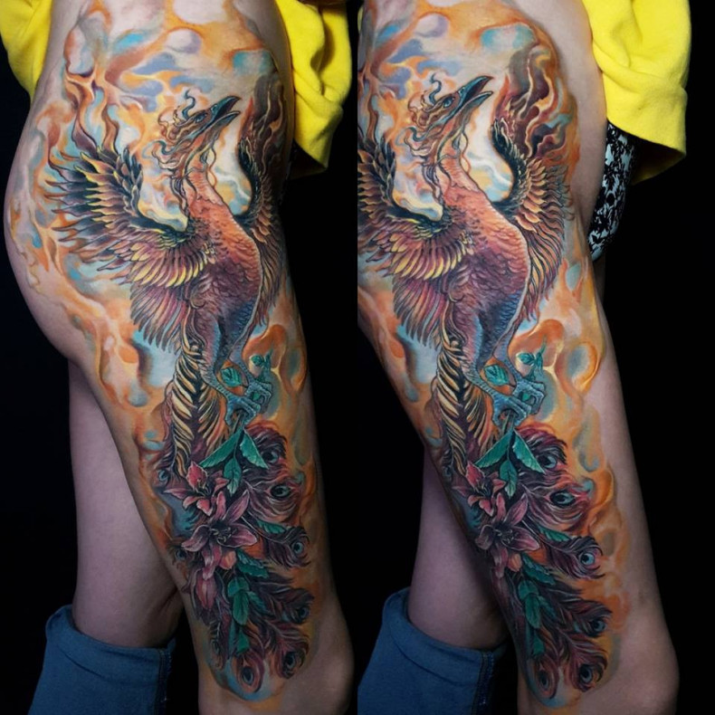 Phoenix colorful, photo - Tattoo Master Barb Tattoo