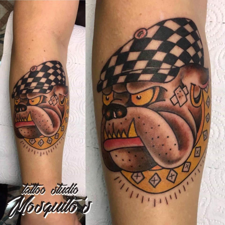 Buldog śmieszny pies, photo - Tatuażysta Barb Tattoo